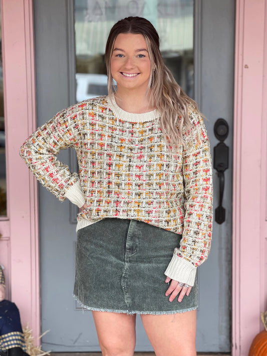 Ivory Mix Tweed Sweater