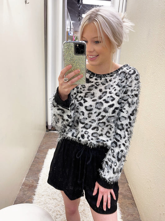 Eyelash Cheetah Print Pullover Top