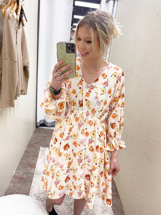 Cream Floral Dress