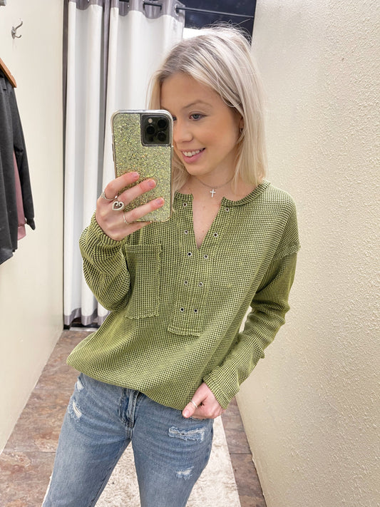 Vintage Olive Thermal Top