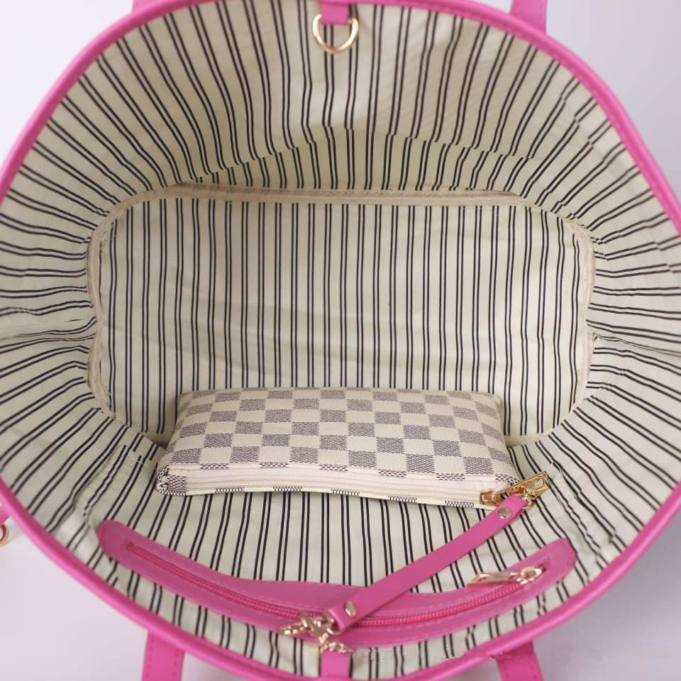 Tory Checkered Pink Pop Handbag Purse