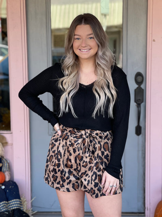 Leopard Corduroy Shorts
