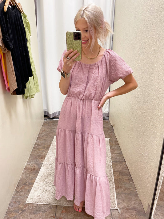 Mauve Smock Tiered Dress
