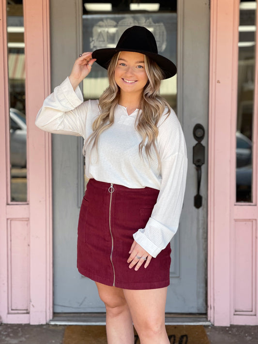 Burgundy Corduroy Skirt