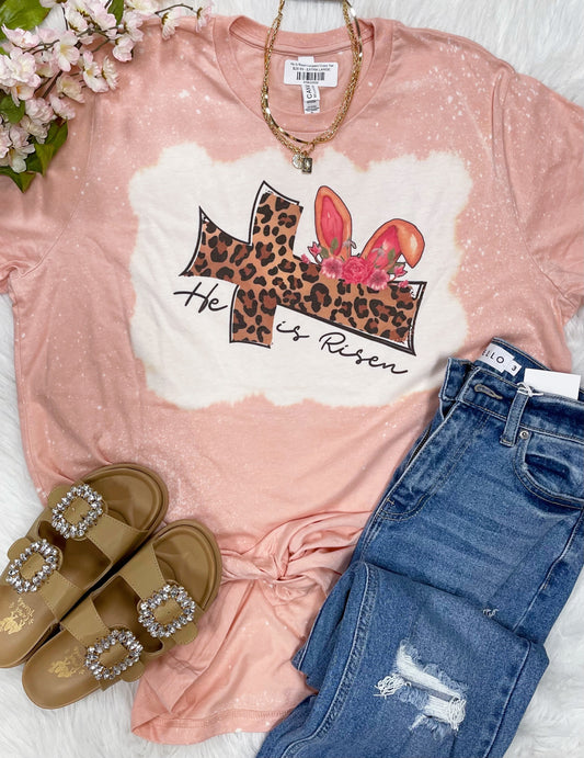 He Is Risen Leopard Cross Tee
