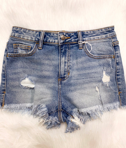 Kendra High Rise Fray Hem Shorts-Cello