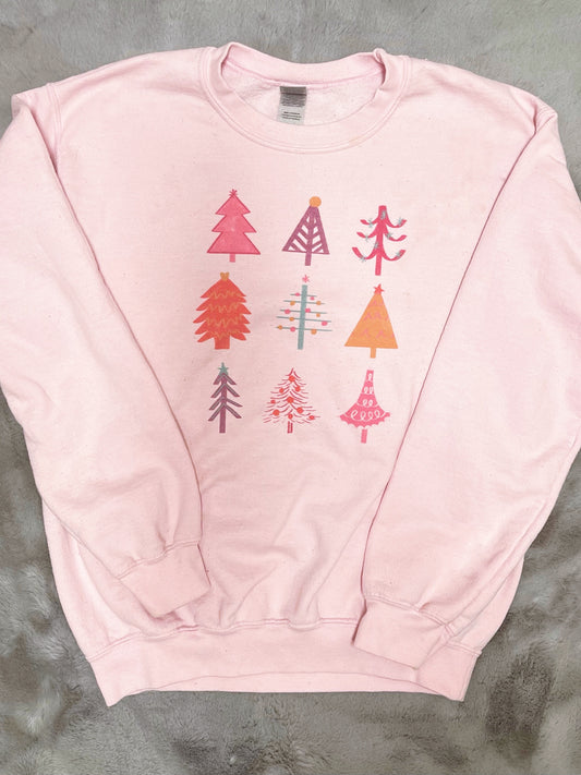 Pink Christmas Trees Sweatshirt