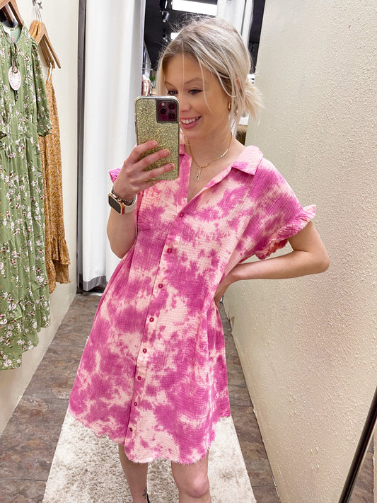 Pink Tie Dye Dress