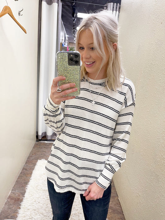 Stripe Open Knit Top