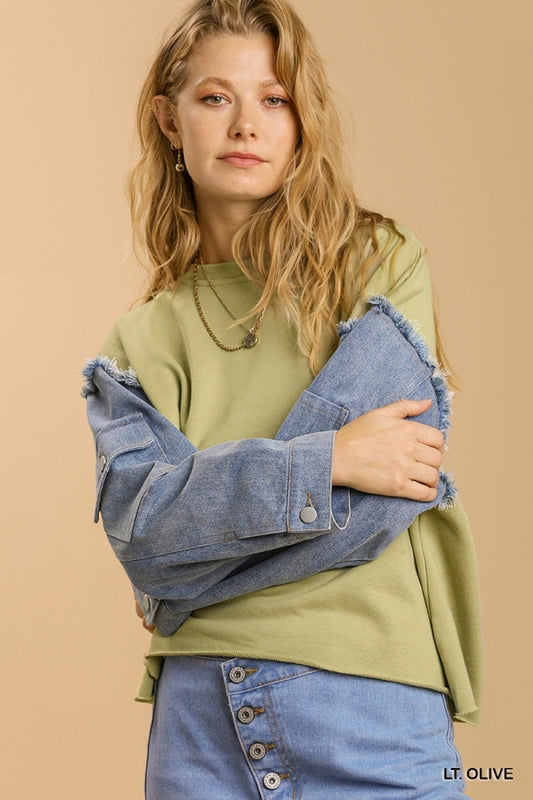 Jean Sleeve Pullover Top