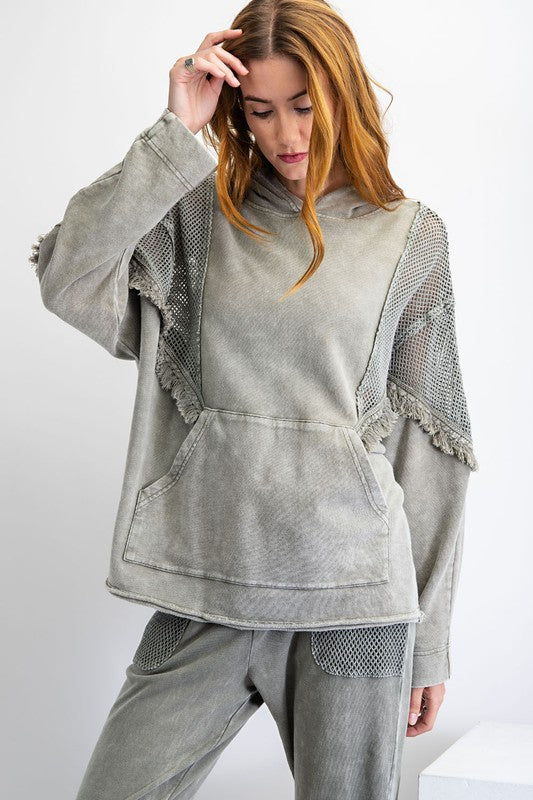 Washed Hoodie Pullover Top