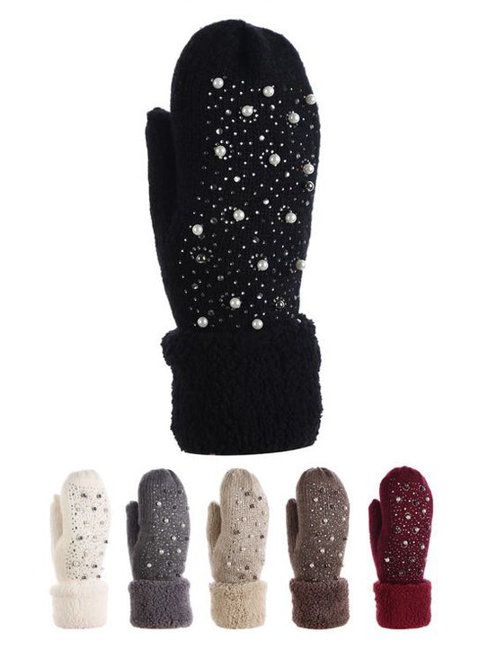 Pearl & Diamond Studded Gloves