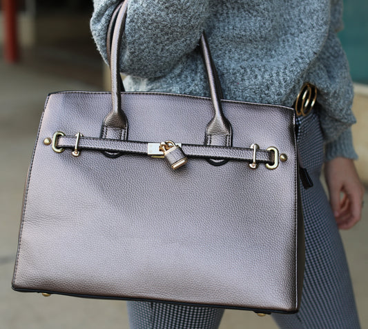 Pewter Belted Lock Purse