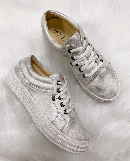 Silver Metallic Sneakers-Corky's